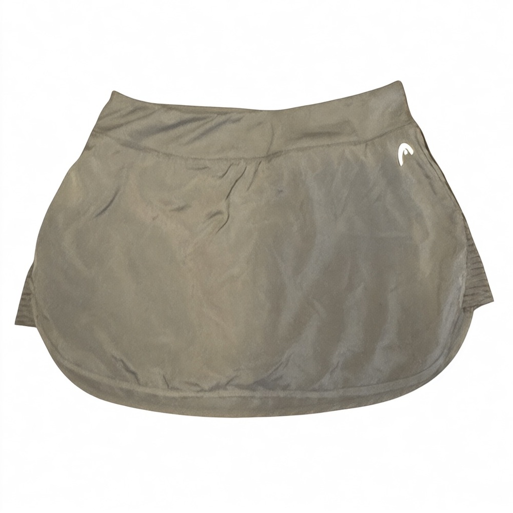 Head Womens Charcoal Gray Athletic Tennis Skort Elastic Side Hem Front Logo Sz M